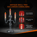 Haunted Halloween Candelabra Prop - LED Light up Skull Indoor Spooky Candelabra Candlesticks Holder Home Decoration for Halloween