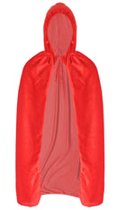 Red Velvet Hooded Cape - Kids Long Velour Vampire and Superhero Halloween Costume Cloak with Hood for Boys and Girls