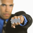 Dollar Sign Costume Ring - Pimp Money Symbol Jewelry Three Finger Gangster Ring for Men and Women