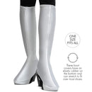 White Costume Boot Covers - Groovy Disco White Fabric 70s Hippie Fake Boots for Women and Girls Costumes