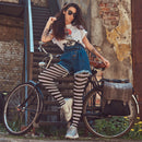 Black and White Tights - Striped Nylon Stretch Pantyhose Stocking Accessories for Every Day Attire and Costumes for Men, Women and Kids