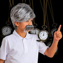 Grey Wig and Mustache - Salt and Pepper Hair Old Person Gr...Wigs and Mustache Old Man Costume Accessories Set for Boys and Girls