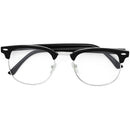 Clear Lens Costume Glasses - Non Prescription Horn Rimmed Fake Club Eyeglasses for Adults and Children Black