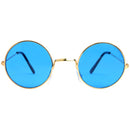 Blue Circle Hippie Glasses - Blue 60's Style Hipster Circle Sunglasses - 1 Pair