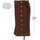 Faux Suede Steampunk Boots - Over The Shoe Brown Costume Boots Accessories with Gold Buttons for Medieval and Renaissance Costumes for Adults and Children