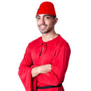 Arabian Red Fez Hat - Moroccan Costume Accessory Fez Hats with Black Tassel - 1 Piece