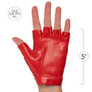 Fingerless Biker Jazz Gloves - 80s Style Gothic Red Faux Leather Punk Biker Gloves with Heart Cutout for Women and Kids