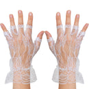 Fingerless Lace White Gloves - Ladies and Girls Ruffled Lace Finger Free Bridal Wrist Gloves