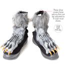 Werewolf Feet Shoe Covers - Silver Grey were Wolf Monster Foot Claws Costume Accessories