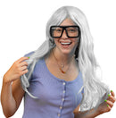 Black Oversized Thick Glasses – Shiny Square Frame Old Man Nerd Costume Accessory Clear Lens Spectacles for Adults and Children