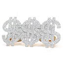 Dollar Sign Costume Ring - Pimp Money Symbol Jewelry Three Finger Gangster Ring for Men and Women
