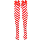 Peppermint Candy Cane Socks - Red and White Striped Christmas Holiday Candy Canes Stockings for Women and Girls