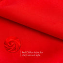 Chiffon Head Neck Scarf - Red Classic Retro Sheer Square Head Scarves Handkerchiefs Handbag Ties for Women and Girls