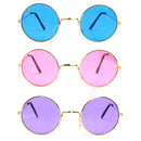 Tinted Round Hippie Glasses Pink Purple and Blue 60's Style Hipster Circle Sunglasses - 12 Pairs