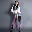 Black and Purple Tights - Striped Nylon Stretch Pantyhose Stocking Accessories for Every Day Attire and Costumes for Men, Women and Kids