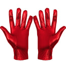 Metallic Red Costume Gloves - Shiny Red Superhero Evening Stretch Dress Glove Set for Men, Women and Kids