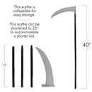 Skeleteen Grey Death Scythe Staff - Grim Reaper Death Costume Accessories Weapon Scythe Prop