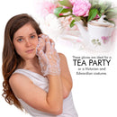 Fingerless Lace White Gloves - Ladies and Girls Ruffled Lace Finger Free Bridal Wrist Gloves