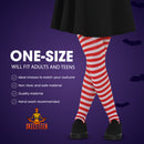 White and Red Tights - Striped Nylon Stretch Pantyhose Stocking Accessories for Every Day Attire and Costumes for Men, Women and Kids