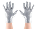 Metallic Silver Costume Gloves - Shiny Silver Princess Evening Stretch Dress Tea Glove Set for Men, Women and Kids