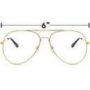 Clear Lens Costume Glasses - 70's Style Aviator Gold Wire Rimmed Clear Sunglasses for Adults and Kids