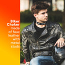 Biker Leather Studded Choker - Gothic Punk Rock N Roll Jewelry Accessories Leather and Metal Collar Costume Necklace