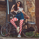 Candy Cane Striped Tights – Red and White Diagonally Striped Nylon Stretch Pantyhose Stocking Accessories for Every Day Attire and Costumes for Men, Women and Kids