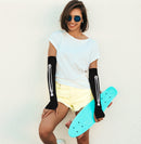 Bone Hand Skeleton Gloves - Costume Accessories Fingerless Skeleton Stretch Elbow Gloves for Adults and Children