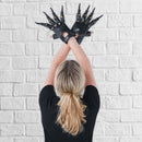 Faux Leather Claw Gloves - Black Lizard Skin Scary Leather Hand Glove Animal Claws for Women and Kids