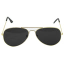 Black Gold Aviator Sunglasses - Military Style Dark Sun Glasses with Gold Metal Frame and UV 400 Protection